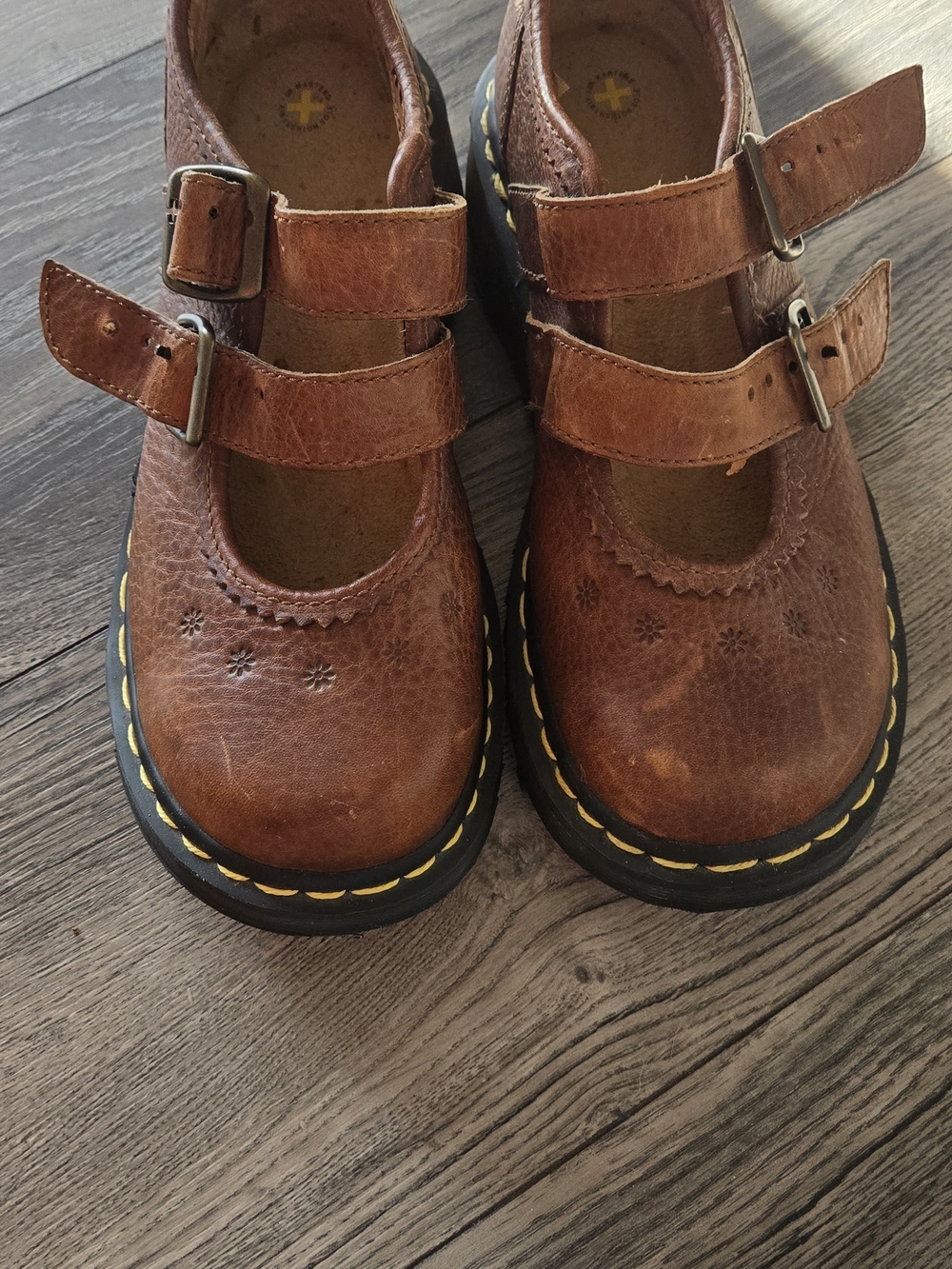 Dr. Martens Brown Leather Double-Strap Mary Jane Flats